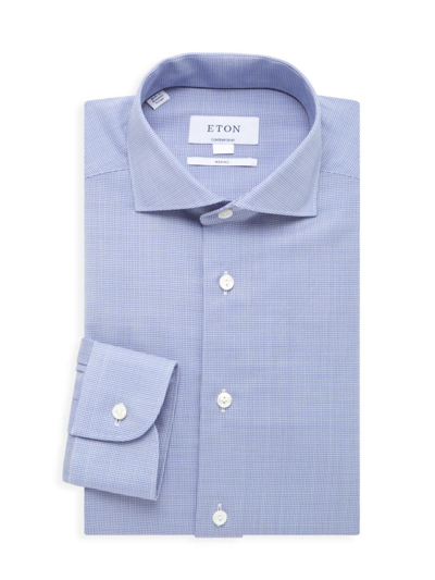 Eton Men's Contemporary-fit Houndstooth Merino Wool Shirt In Blue