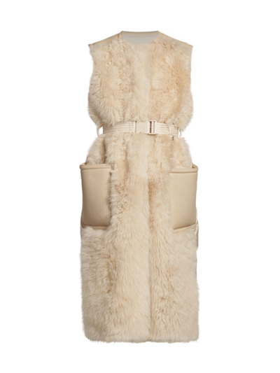 Moncler Women's Archivio Creativo Coucou Shearling Vest In Sand