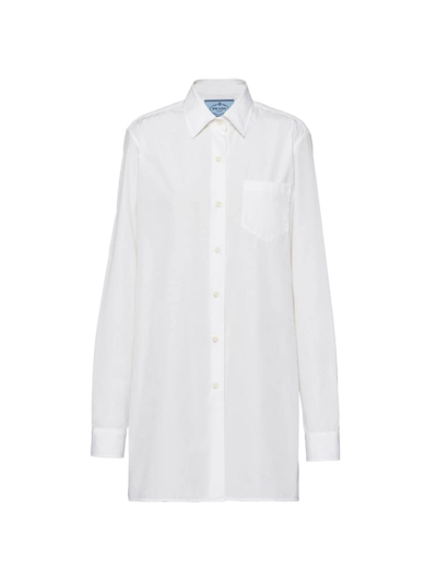 Prada Poplin Mini Shirtdress In F0009 Bianco