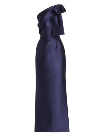 Sachin & Babi Bonnie One-shoulder Mikado Sheath Gown In Midnight Sky