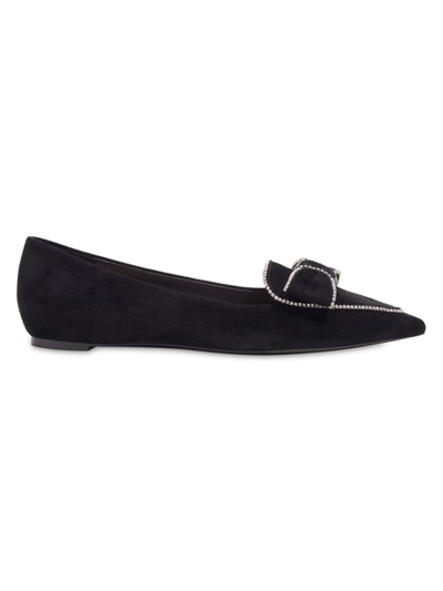 Kate Spade Women's Be Dazzled Embellished Suede Flats In Black
