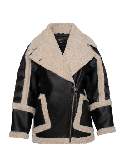 Lamarque Women's Lisa Faux Fur Leather Jacket In Black Ecru
