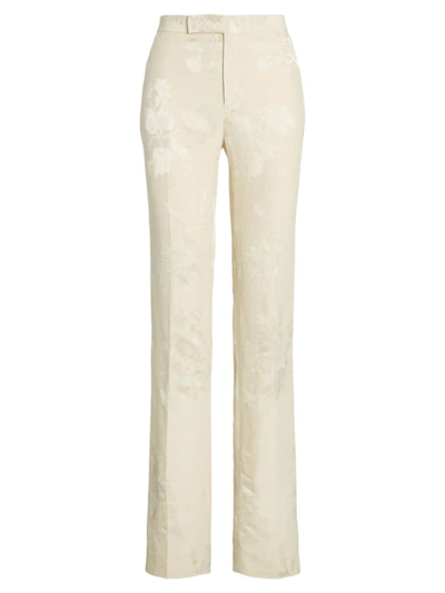 Ralph Lauren Seth Floral Jacquard Suiting Trousers In Butter