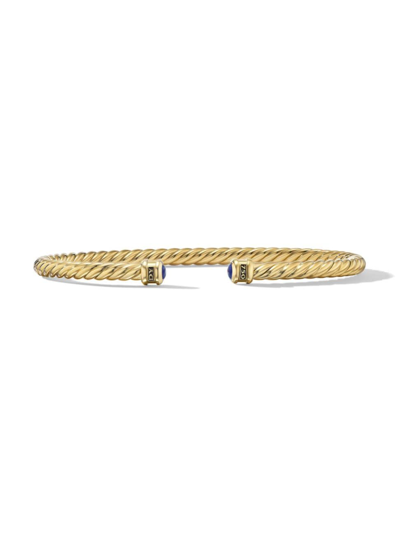 David Yurman Men's Cablespira Cuff Bracelet In 18k Yellow Gold In Lapis Lazuli
