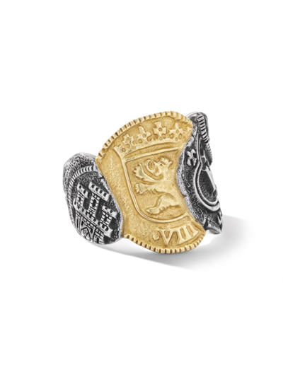 David Yurman Men's Shipwreck Cigar Band Ring In Sterling Silver In Silvery Gold