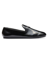 PRADA MEN'S PATENT LEATHER SLIP-ON SHOES