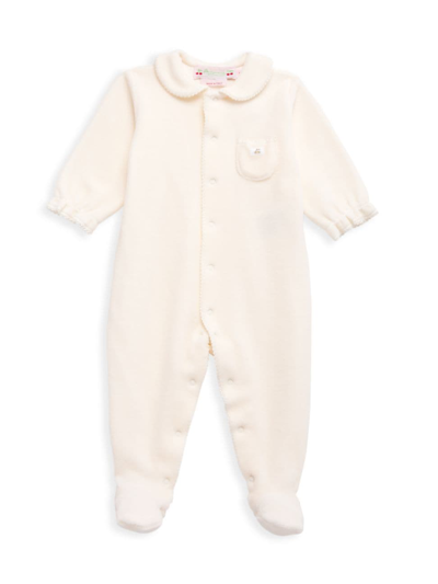Bonpoint Baby Girl's Collared Velour Footie In Pink