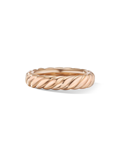 David Yurman Women's Sculpted Cable Band Ring In 18k Rose Gold