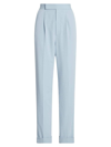 Ralph Lauren Evanne Modern Wool Gabardine Trousers In Powder Blue
