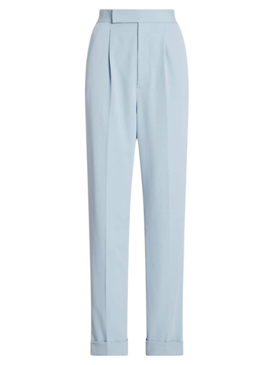 Ralph Lauren Evanne Modern Wool Gabardine Trousers In Blue