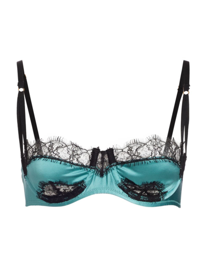 Kiki De Montparnasse Women's Lace Inset Balconette Bra In Blue