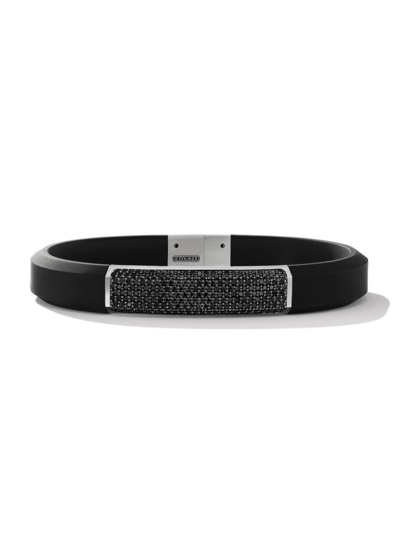David Yurman Men's Streamline Id Bracelet In Rubber In Black Diamond