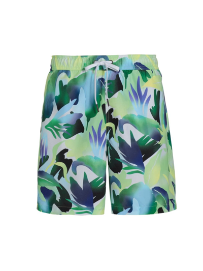Saks Fifth Avenue Men's Collection Jungle Foliage Swim Shorts In Navy