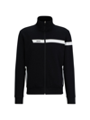 Hugo Boss Men's Cotton-blend Zip-up Sweatshirt With Graphic Logo Stripe In Black
