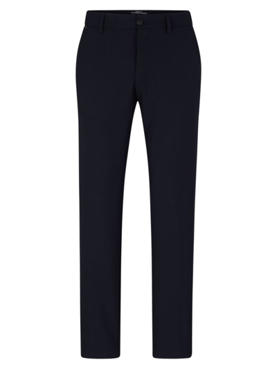 Hugo Boss Slim-fit Trousers In Micro-pattern Performance-stretch Fabric In Dark Blue