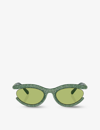 Swarovski Womens Sk6006 Crystal-embellished Oval-frame Metal Sunglasses Green In Green