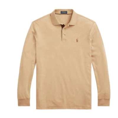 Ralph Lauren Menswear Long Sleeve Polo Shirt In Camel