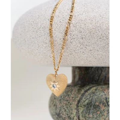 Zoe And Morgan Brave Heart Gold Aquamarine Necklace