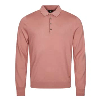 Paul Smith Long Sleeve Knitted Polo Shirt In Pink