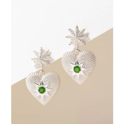 Zoe And Morgan Brave Heart Silver Chrome Diopside Earrings In Metallic