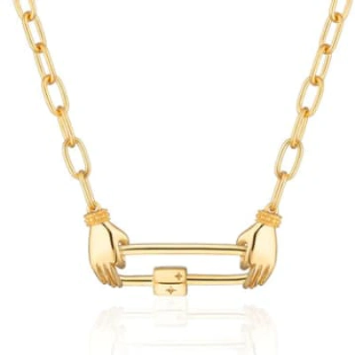 Scream Pretty Precious Hands Necklace In Gold