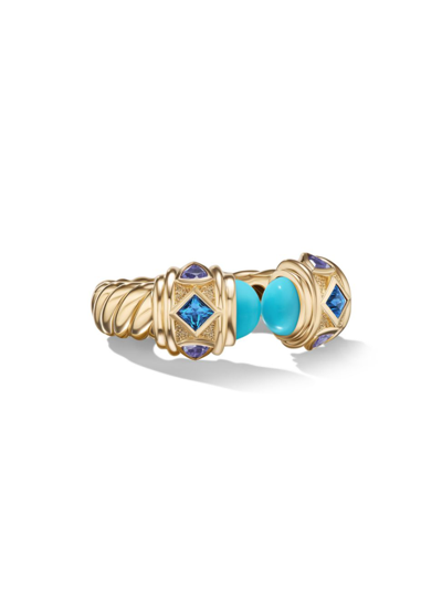 David Yurman Women's Renaissance Color Ring In 18k Yellow Gold In Turquoise
