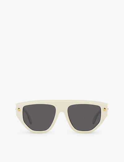 Alexander Mcqueen Womens White Am0408s Square-frame Acetate Sunglasses