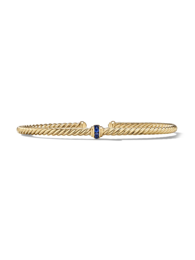 David Yurman Women's Cable Classics Center Station Bracelet In 18k Yellow Gold In Light Blue Sapphire
