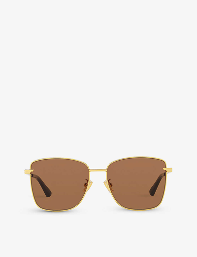 Bottega Veneta Womens Gold Bv1237s Square-frame Metal Sunglasses