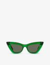 Bottega Veneta Womens Green Bv1101s Cat-eye Acetate Sunglasses In Green