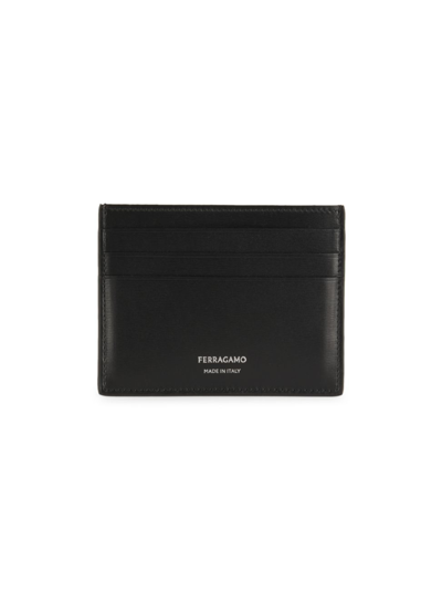 Ferragamo Men's Leather Card Holder In Black