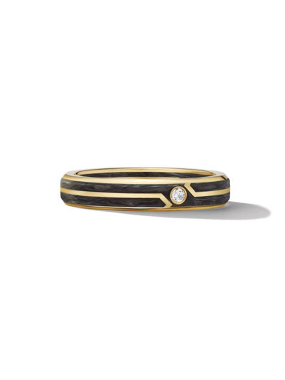 David Yurman Men's Forged Carbon Band Ring In 18k Gold In Black