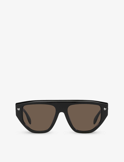 Alexander Mcqueen Womens Black Am0408s Square-frame Acetate Sunglasses