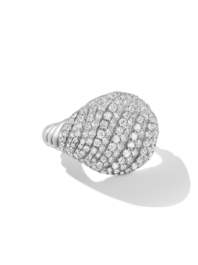 David Yurman Women's Sculpted Cable Pinky Ring In 18k White Gold In Silver