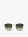 OLIVER PEOPLES OLIVER PEOPLES WOMEN'S GOLD OV1331S KIERNEY HEXAGONAL-FRAME METAL SUNGLASSES