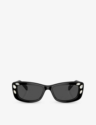 Swarovski Womens Black Sk6008 Pillow-frame Acetate Sunglasses