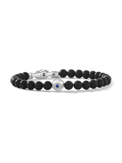 David Yurman Men's Spiritual Beads Evil Eye Bracelet In Sterling Silver In Black Onyx