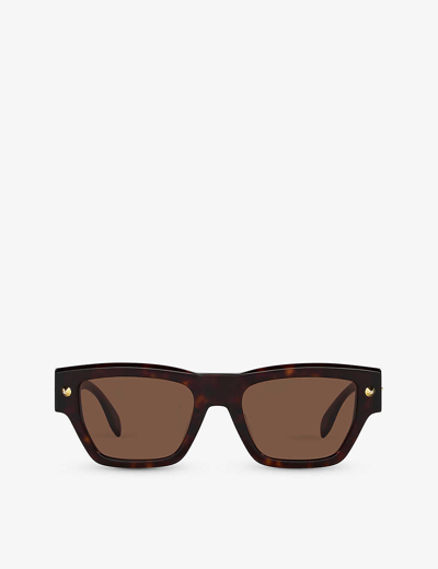 Alexander Mcqueen Womens Brown Am0409s Square-frame Tortoiseshell Acetate Sunglasses