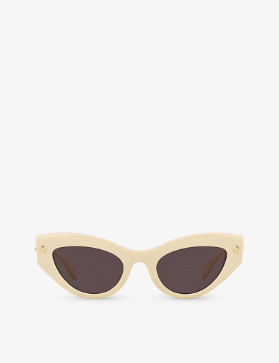 Alexander Mcqueen Womens White Am0407s Cat-eye Acetate Sunglasses