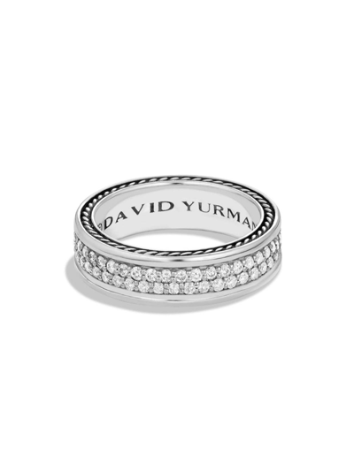 David Yurman Men's Streamline Two Row Band Ring In Sterling Silver In Diamond