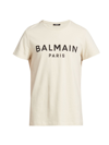 Balmain Men's Logo Crewneck T-shirt In Ivory