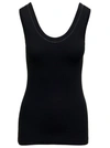 Brunello Cucinelli Black Cotton Tank Top With Monile Insert In Black