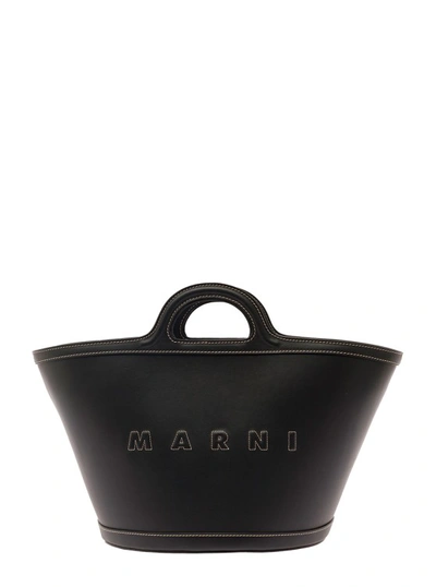 Marni Black Leather Small Tropicalia Bag