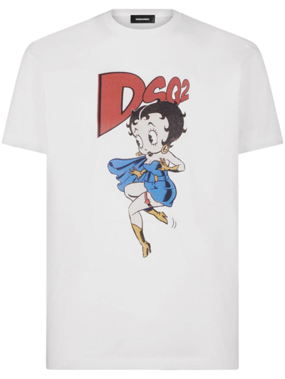 Dsquared2 X Betty Boop Cotton T-shirt In White