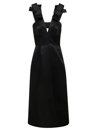 Jil Sander Satin Sleeveless Midi Dress In Black