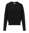 Ganni Black Crewneck Jumpers With Buttons In Black