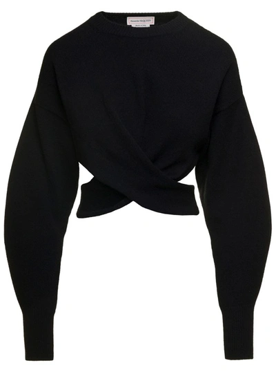 Alexander Mcqueen Crossover Sweater In Black