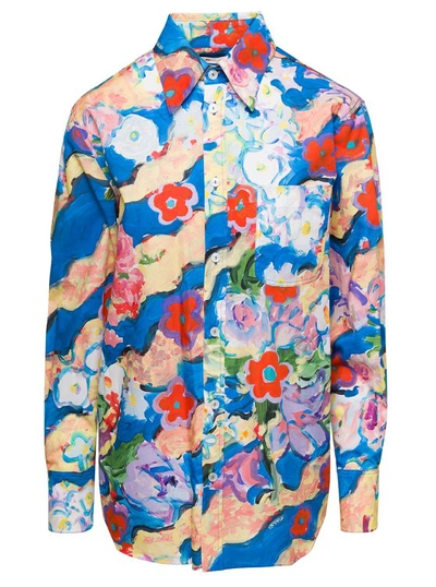 Marni Floral Painting-print Button Down Shirt In Multicolor