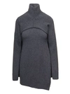 Jil Sander Grey Two-piece Sweater With High-neck In Wool Woman In Grey