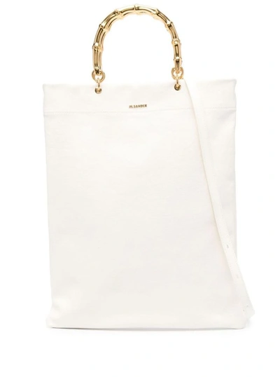 Jil Sander Bamboo-handle Leather Tote Bag In Neutrals